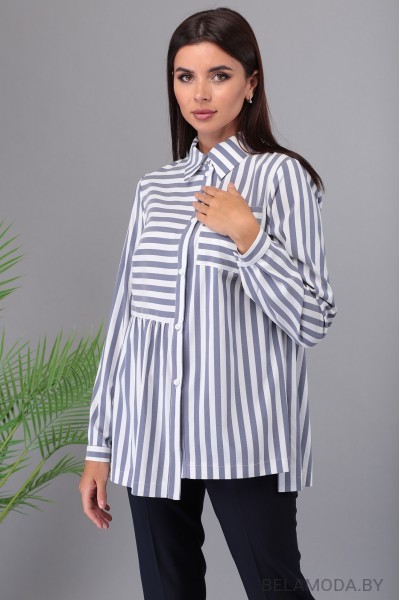 Блузка Denissa Fashion 1320 голубой с белым