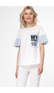 Блузка Panda 405440 белый с голубым