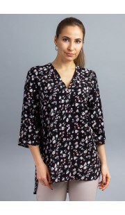 Блузка Mirolia 885 черный с цветами