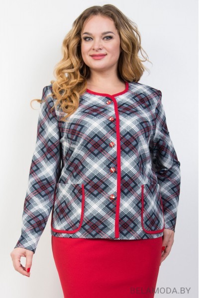 Жакет TricoTex Style 1855ж серо-красные тона