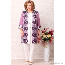 Кардиган Aira Style 718 фиолетовый с молочным Кардиган Aira Style 718 фиолетовый с молочным