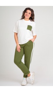 Комплект брючный Michel Chic 1333 белый + зеленый