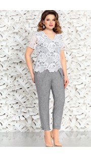 Комплект брючный Mira Fashion 4412-3 белый и серый