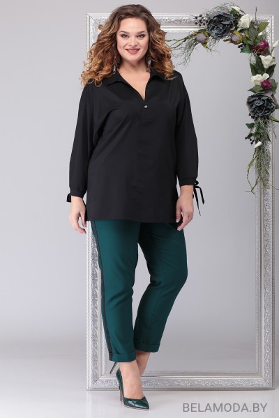 Комплект брючный Michel Chic 1200 черный с зеленым