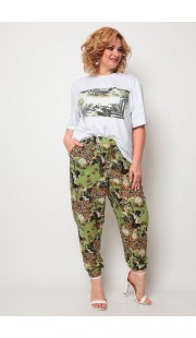 Комплект брючный Michel Chic 1243 зеленый с белым