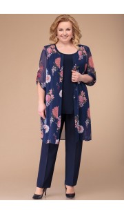 Комплект брючный Svetlana Style 970 темно-синий с цветами