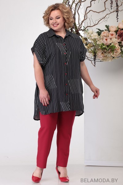 Комплект брючный Michel Chic 1167 черный с красным
