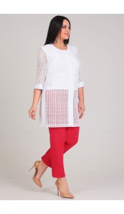 Комплект брючный Denissa Fashion 1154 молочный с красным