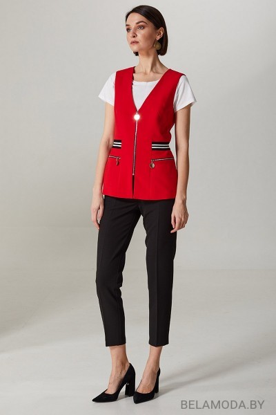 Комплект брючный Denissa Fashion 1281 красный с черным