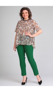 Комплект брючный Michel Chic 1247 зеленый + бежевый