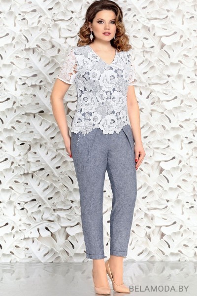 Комплект брючный Mira Fashion 4412 белый+голубой