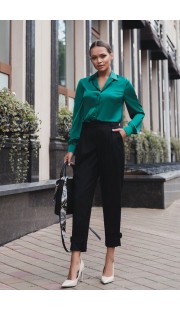 Комплект брючный Olga Style М445 черный + изумруд