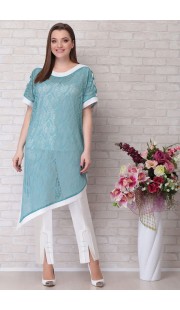 Комплект брючный Aira Style 607 бирюза с молочным
