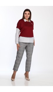 Комплект брючный Lady Style Classic 1303/2 Бордовый с серым