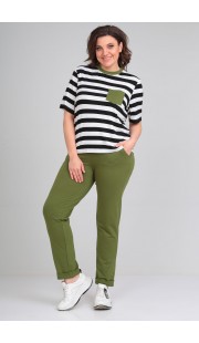 Комплект брючный Michel Chic 1338 полоска + зеленый