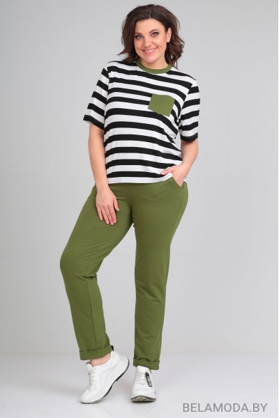 Комплект брючный Michel Chic 1338 полоска + зеленый