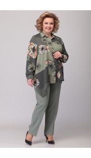 Комплект брючный Denissa Fashion 1295 зеленые тона