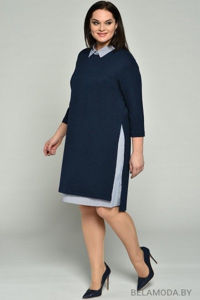 Комплект плательный Lady Style Classic 1258 синий с голубым