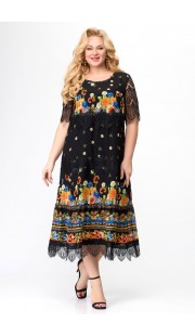 Комплект плательный Svetlana Style 1505 черный + цветной узор