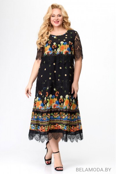 Комплект плательный Svetlana Style 1505 черный + цветной узор