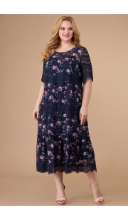 Комплект плательный Svetlana Style 1505 темно-синий с цветами
