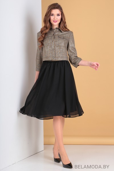Комплект плательный Moda-Versal 2110 бежевый+черный