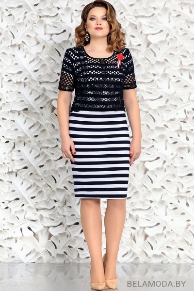 Комплект плательный Mira Fashion 4593 тёмно-синий+белый