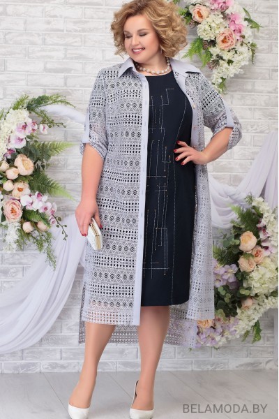 Комплект плательный Ninele 5805 серо-голубой+тёмно-синий
