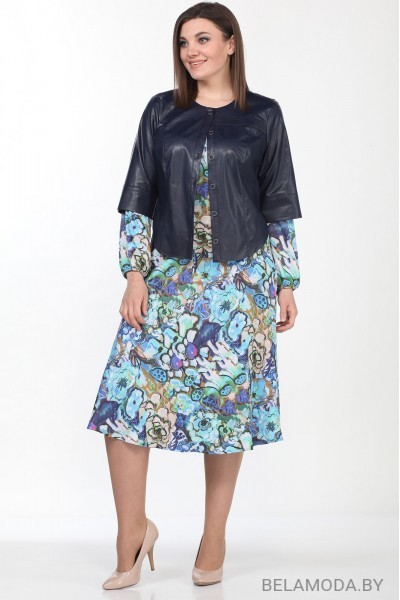 Комплект плательный Lady Style Classic 2256/3 темно-синий с голубым