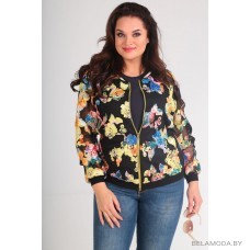 Куртка SandyNa 13581-1 темный с цветами Куртка SandyNa 13581-1 темный с цветами