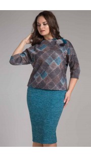 Комплект юбочный Erika Style 559-2 бирюза с серым