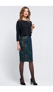 Комплект юбочный Denissa Fashion 1191 синий с зеленым