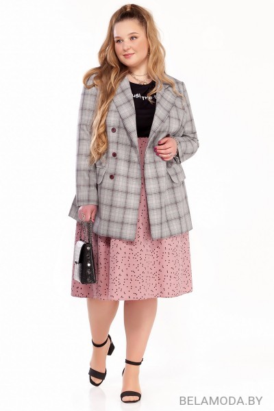 Комплект юбочный Pretty 1293 серый с розовым