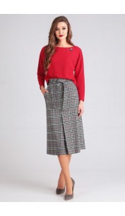 Комплект юбочный Denissa Fashion 1175 красный с серым