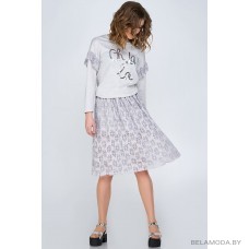 Комплект юбочный Denissa Fashion 1142 бело-серый