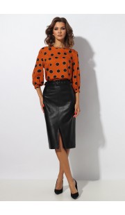 Комплект юбочный Миа Мода 1210-12 терракотовый в черный горошек + черный.