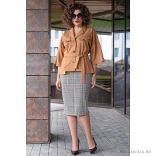 Комплект юбочный Erika Style 1037 горчица с серым Комплект юбочный Erika Style 1037 горчица с серым