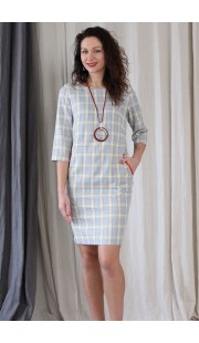 Платье Juliet Style D196-1 голубой в клетку