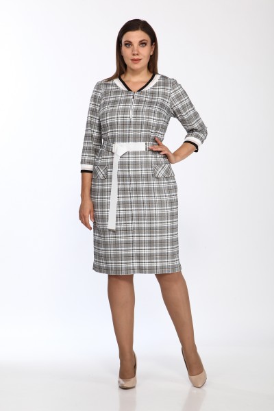 Платье Lady Style Classic 2357/1 Серый с желтым "Клетка"