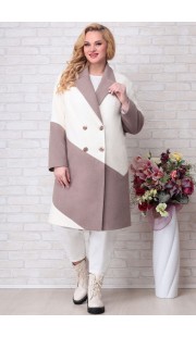 Пальто Aira Style 884 белый + кофейный