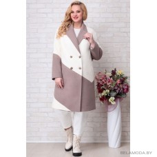 Пальто Aira Style 884 белый + кофейный