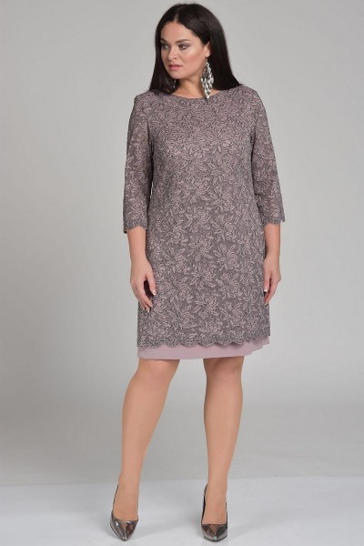 Платье Lady Style Classic 1493 серый с розовым