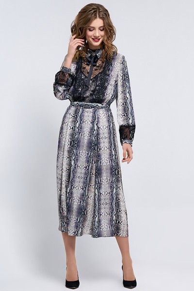 Платье Denissa Fashion 1185 синие тона