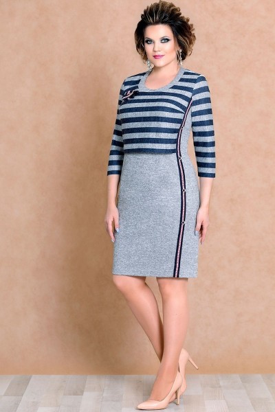 Платье Mira Fashion 4481 серый+синий