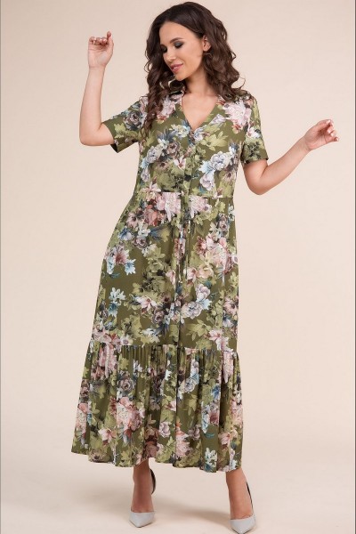 Платье Teffi style 1412 зеленые тона