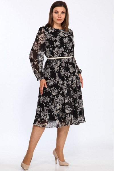 Платье Lady Style Classic 2205/4 черный с бежевым
