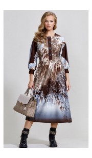 Платье Teffi style 1592 молочный шоколад+кристаллы