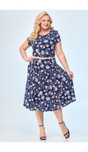 Платье TricoTex Style 14-19 темно-синий + цветы