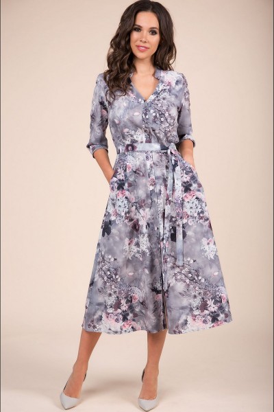 Платье Teffi style 1387 серые тона