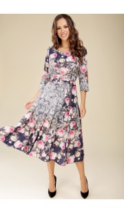 Платье Teffi style 1217 розовые цветы